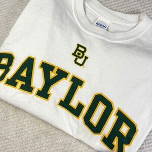 Gildan Baylor University Bears Long Sleeve T-Shirt White Green Gold Mens Medium